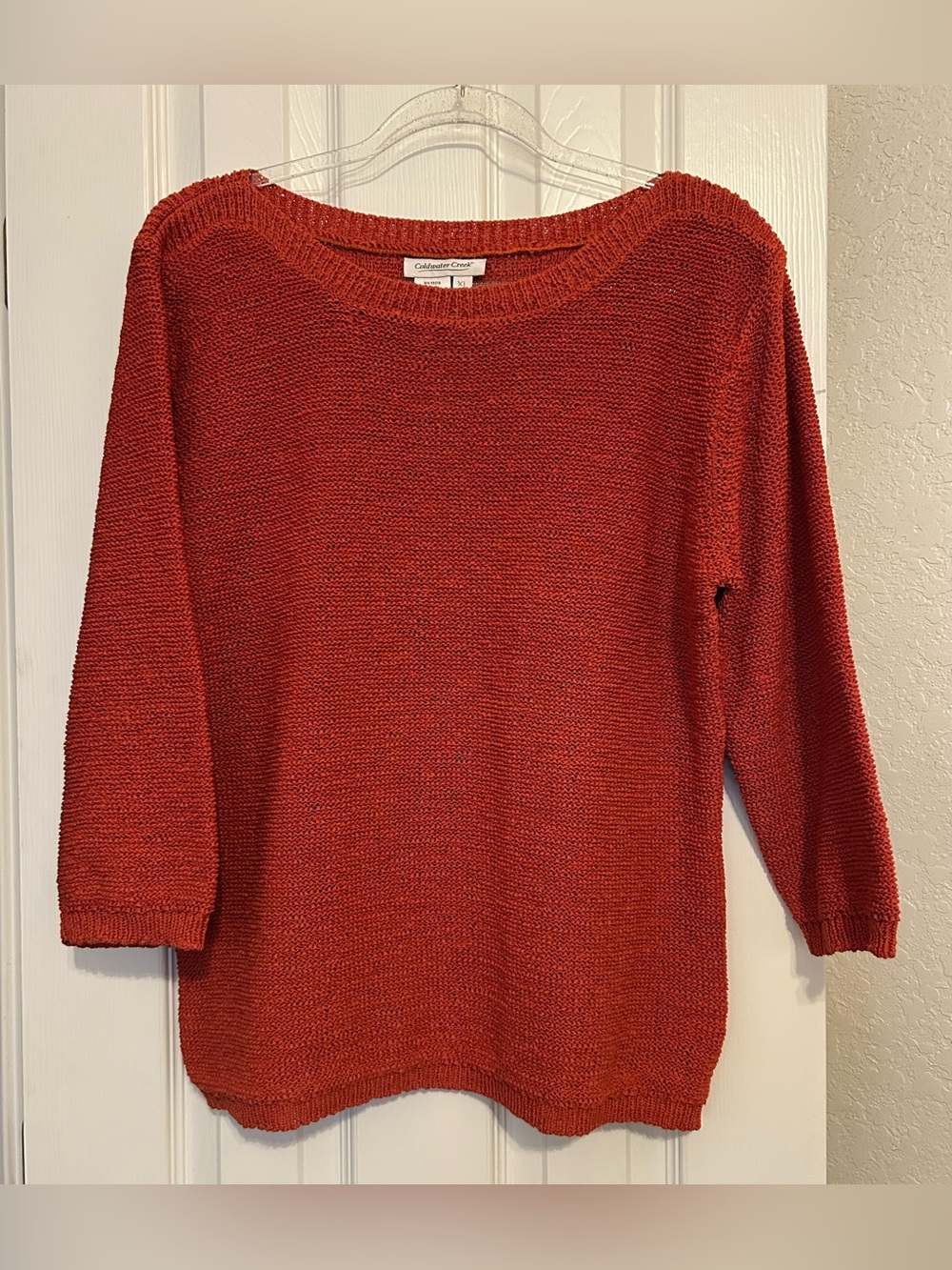 Coldwater Creek Women's Rust/Orange- Red Scoop Neck Knit Sweater